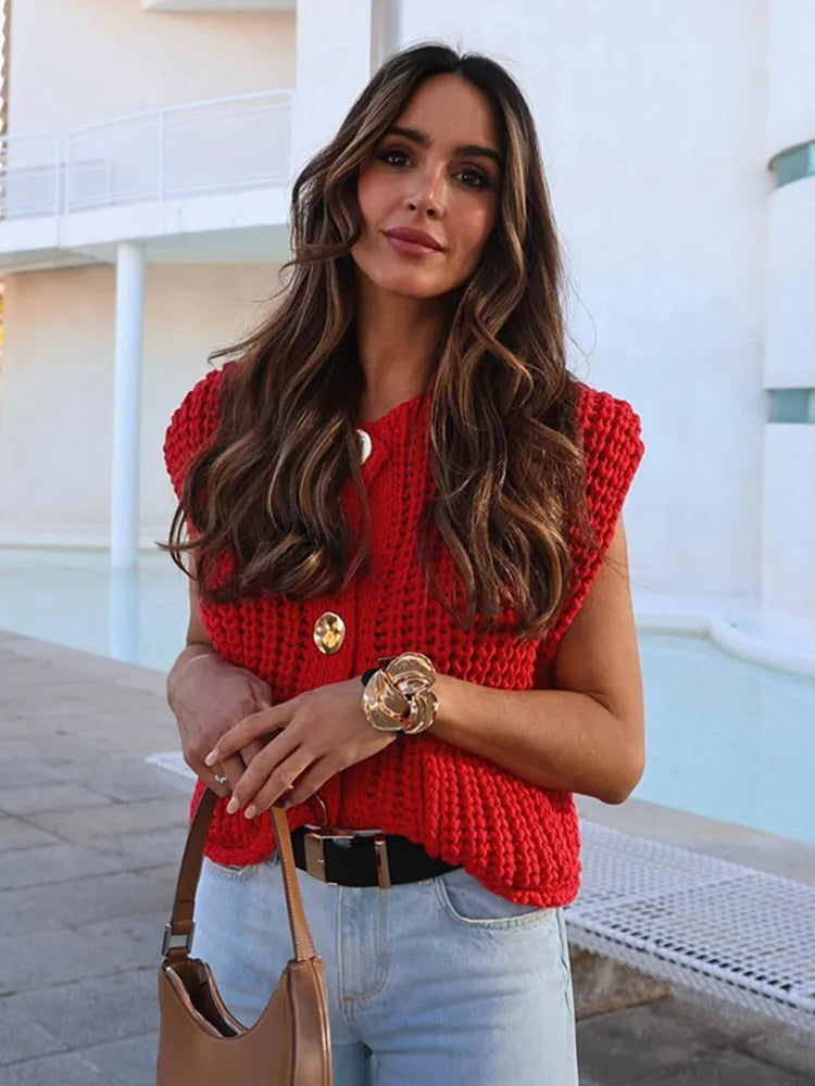 Gilet sans manches en maille épaisse "L'Essentiel"