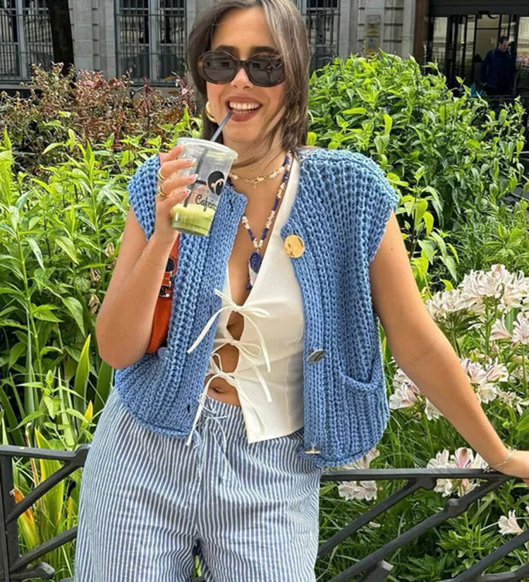 Gilet sans manches en maille épaisse "L'Essentiel"