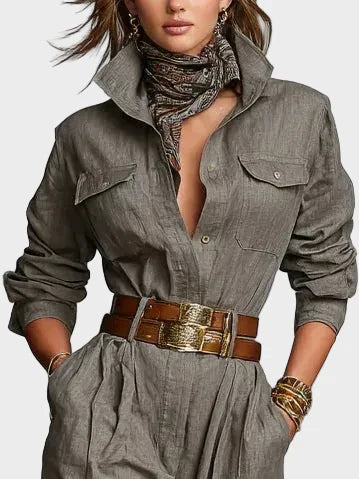 Magda - Bavlneno-lenový overal s dlhým rukávom