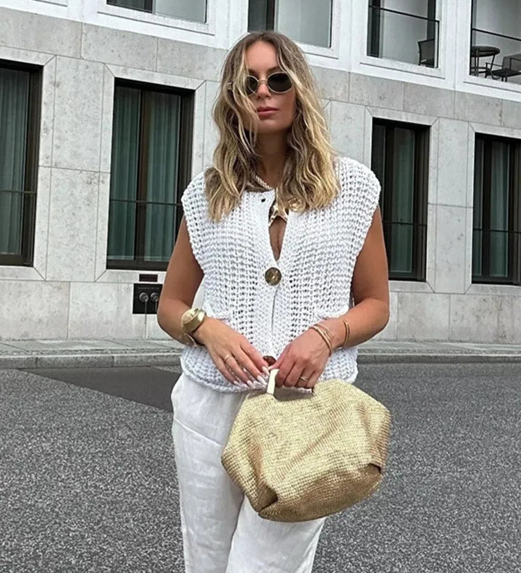 Gilet sans manches en maille épaisse "L'Essentiel"
