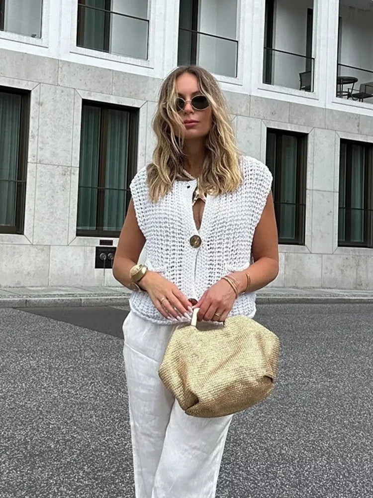 Gilet sans manches en maille épaisse "L'Essentiel"