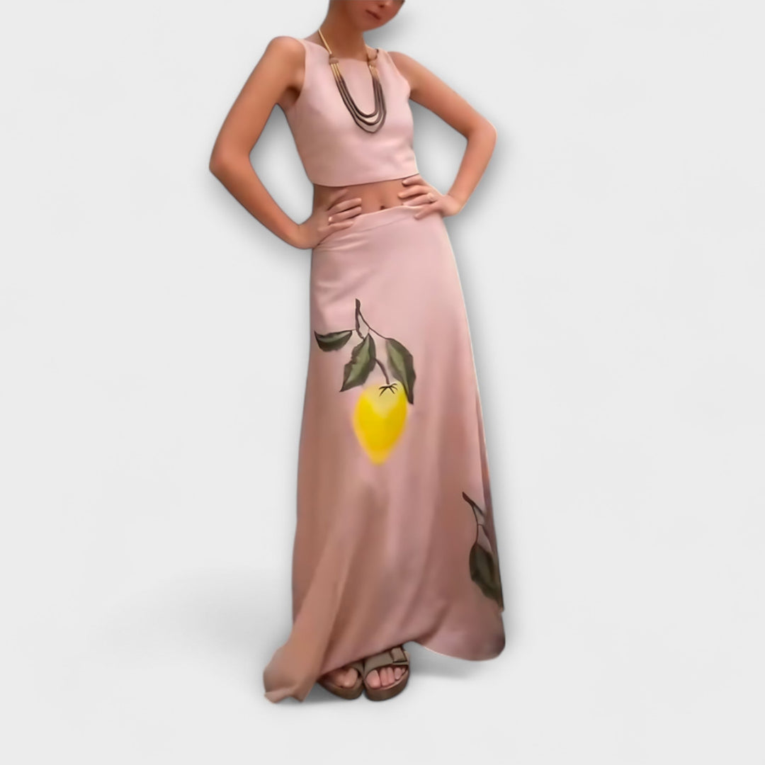 Cosima ｜ Midi Sukňa s Amalfi Tlačou