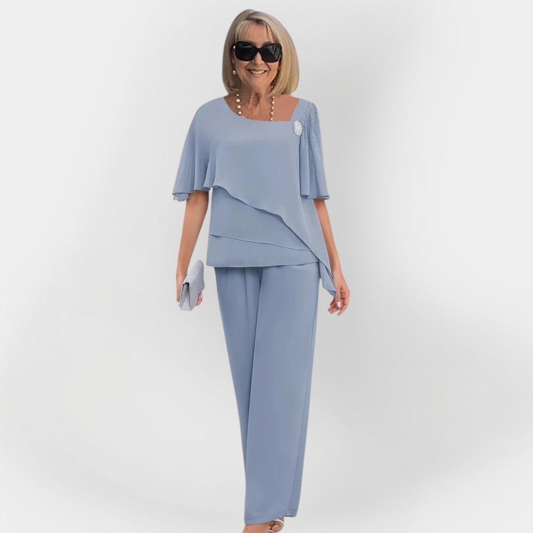Ester - Elegantný Dvojfarebný Set Trička a Nohavíc