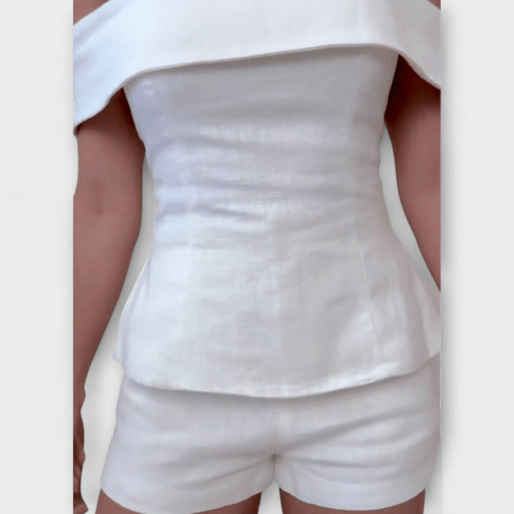 Olivia  ｜Biely bavlneno-ľanový dvojdielny set