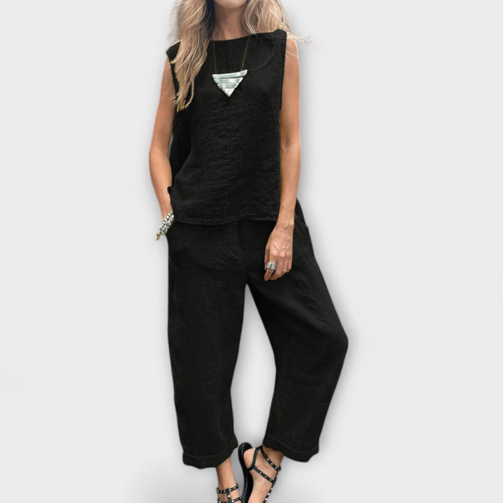 Jennifer  ｜Uvoľnený outfit z bavlny a ľanu