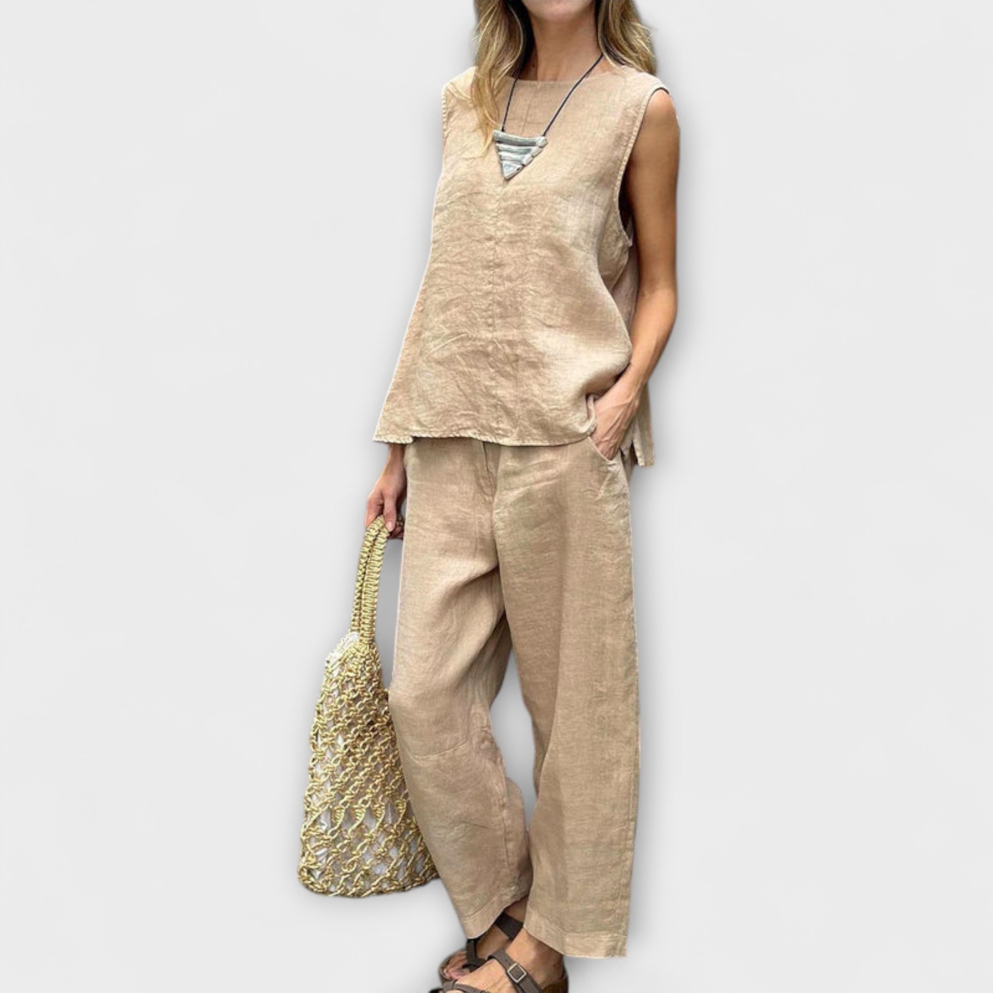Jennifer  ｜Uvoľnený outfit z bavlny a ľanu