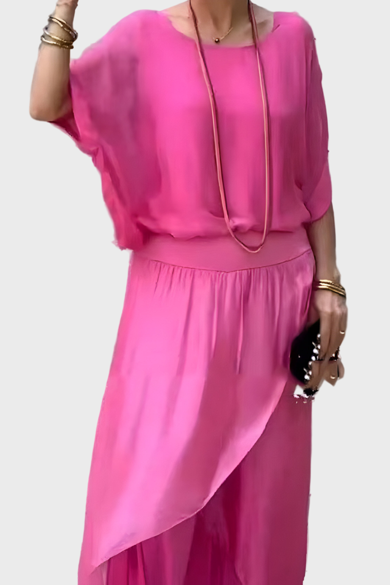 Stella - Široký top a nohavice s rozparkom – Sada dvoch častí z šifónu