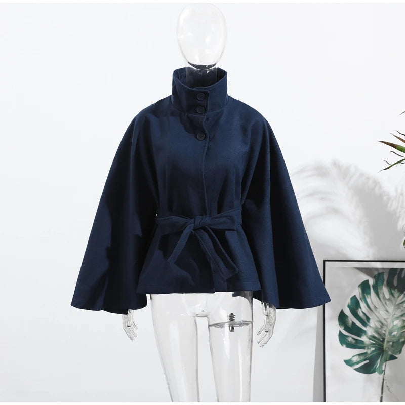 Veste Cape "Éléonore" à Ceinture