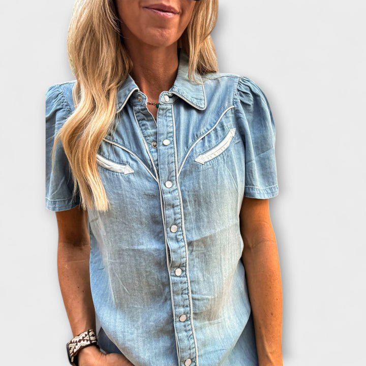 Jeseň ｜ Modré Booker Western Hemd s gombíkmi