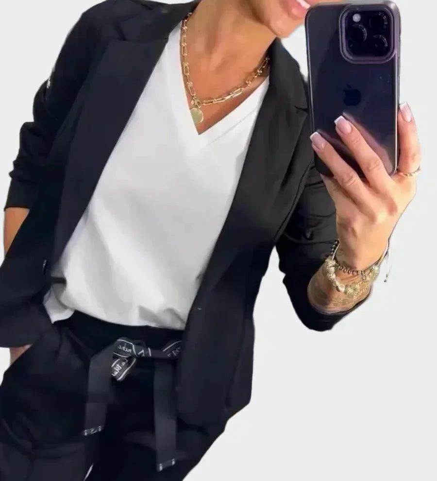 Ella - Dámsky voľný komplet nohavíc s blazerom
