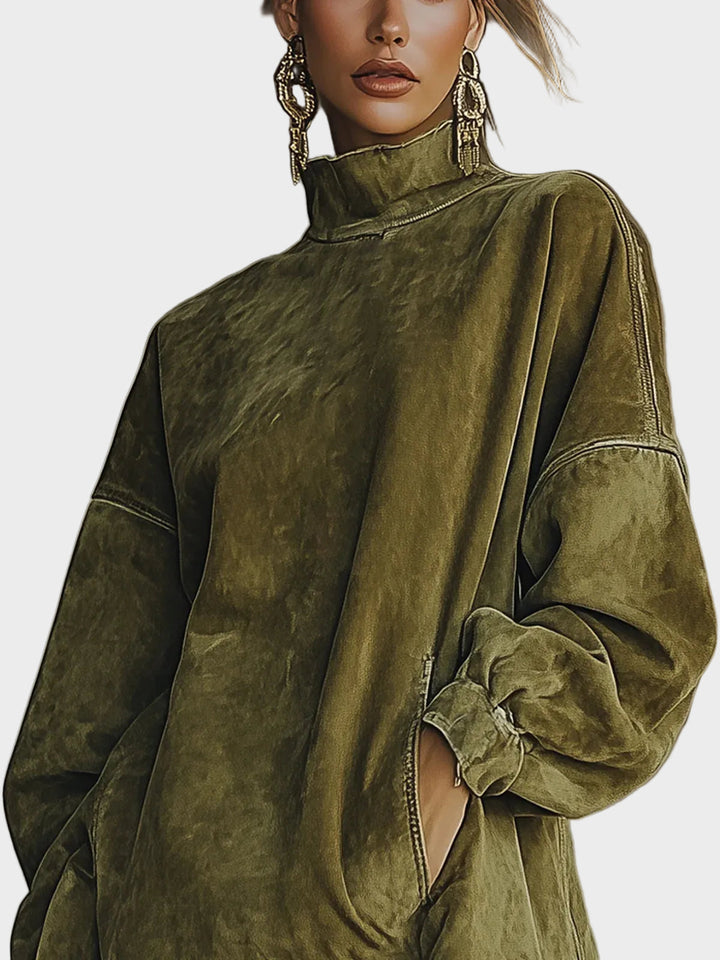 Sukienka z Fausz Suede s Golferom a Frędzlami