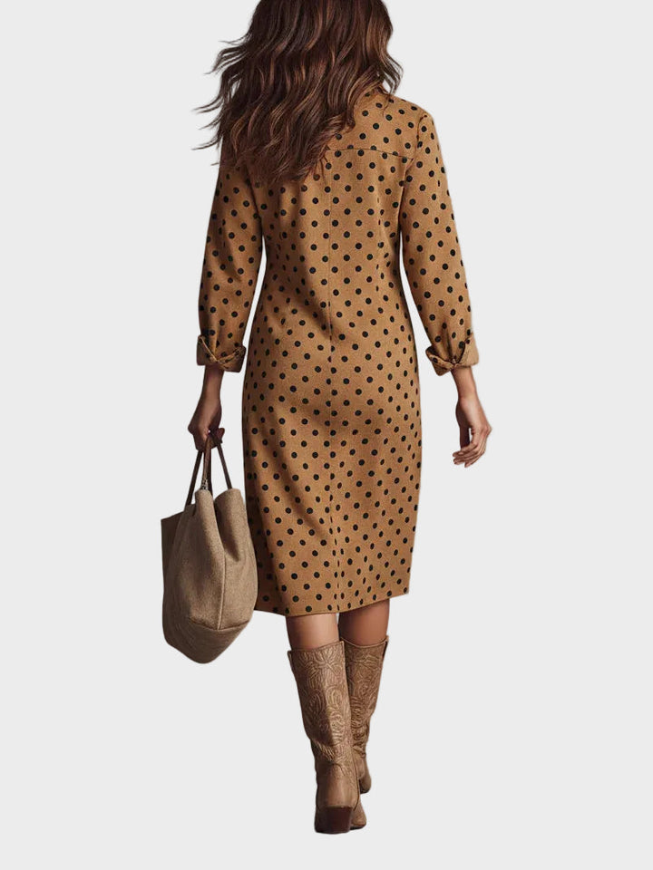 Midi šaty s potlačou bodiek z ekokože