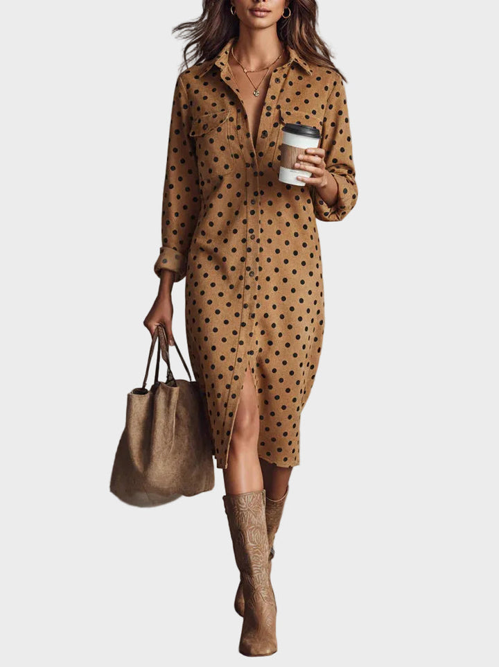 Midi šaty s potlačou bodiek z ekokože