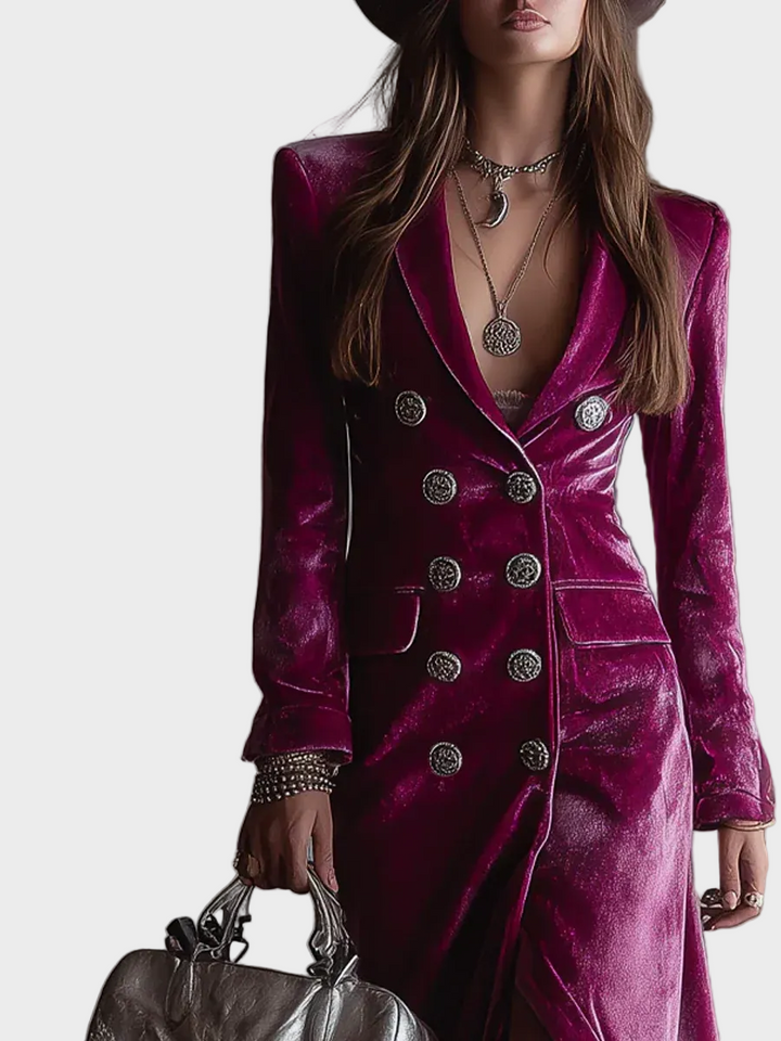 Vera - Velúrové Blazer Maxi Šaty