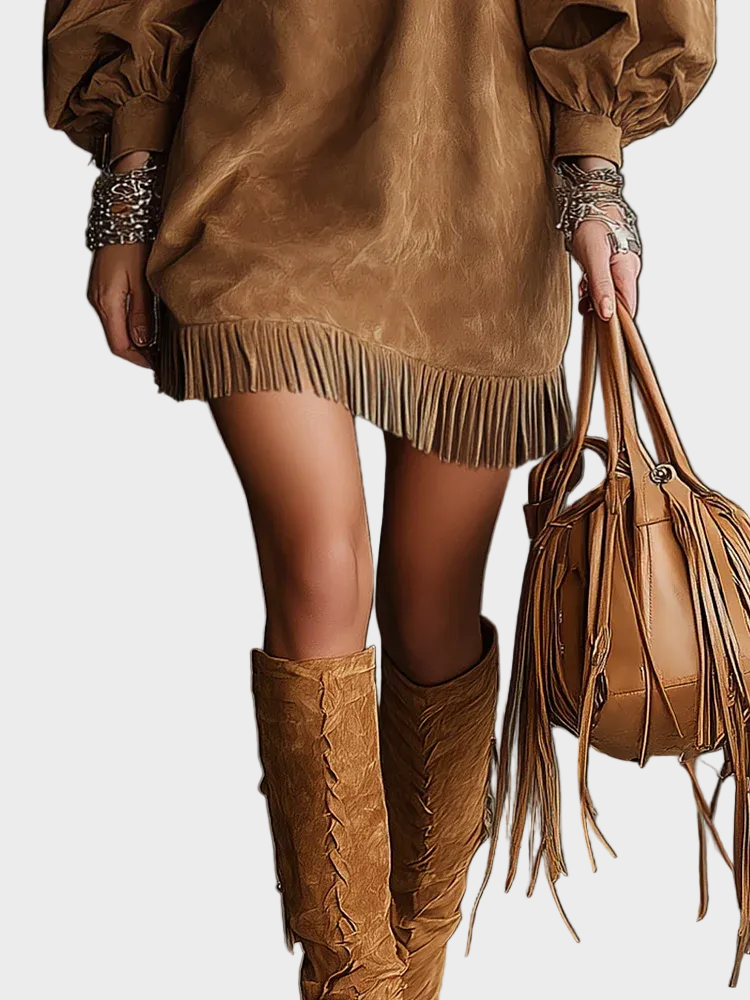 Vintage Mini Šaty s Rukávmi