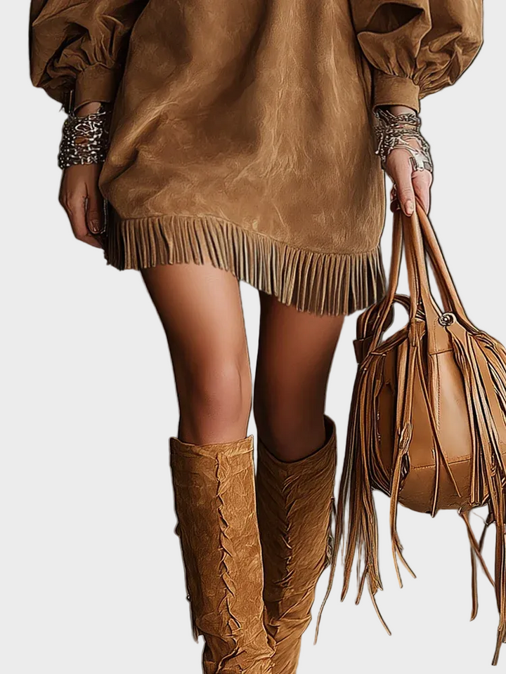 Vintage Mini Šaty s Rukávmi