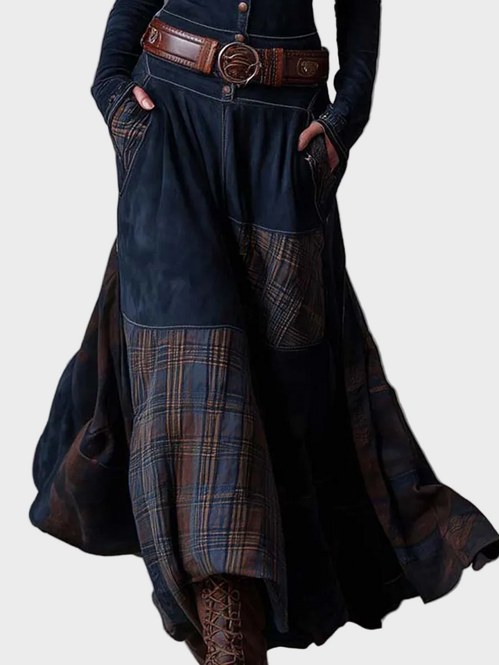 Helena - Granátová zamatová maxi šaty s opaskom