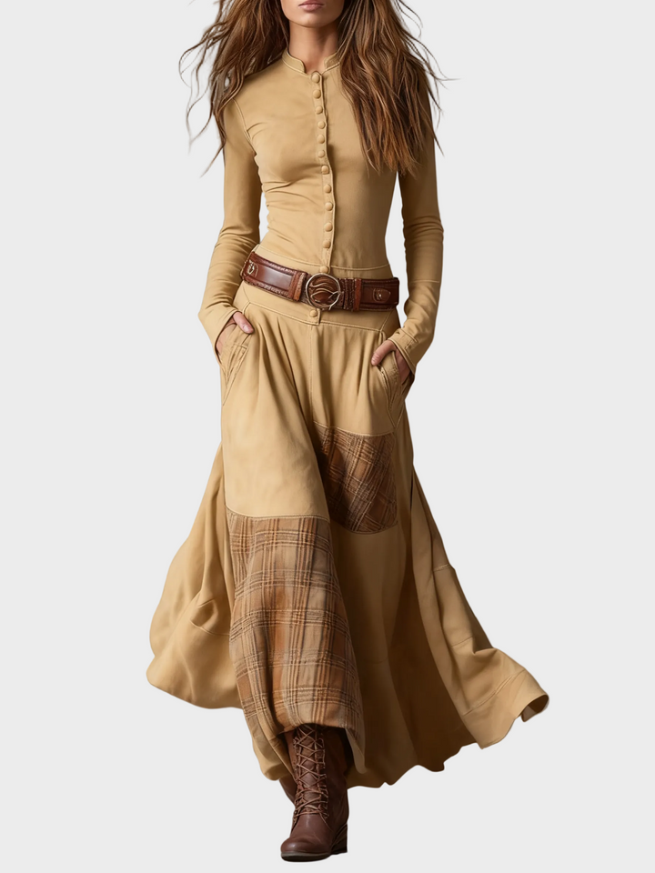 Helena - Granátová zamatová maxi šaty s opaskom