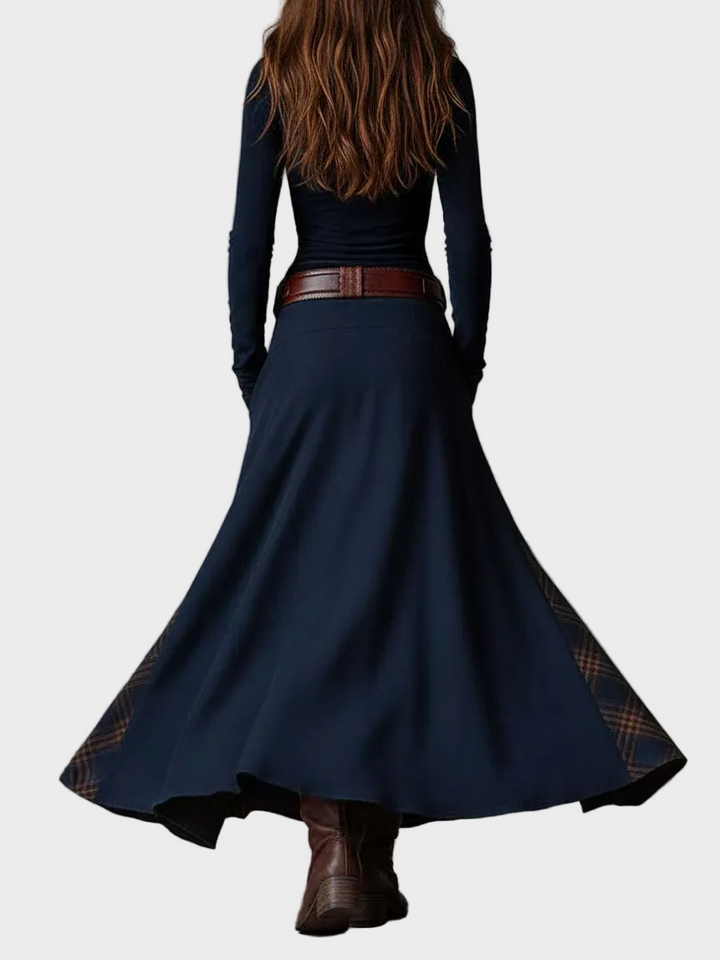 Helena - Granátová zamatová maxi šaty s opaskom