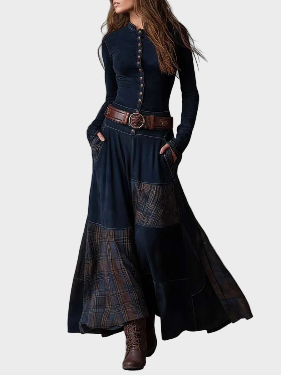 Helena - Granátová zamatová maxi šaty s opaskom