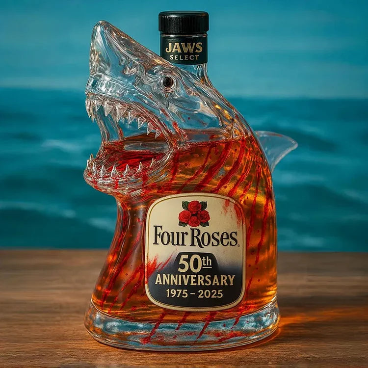 Limitovaná edícia whiskey fľaše Shark Jaws Anniversary