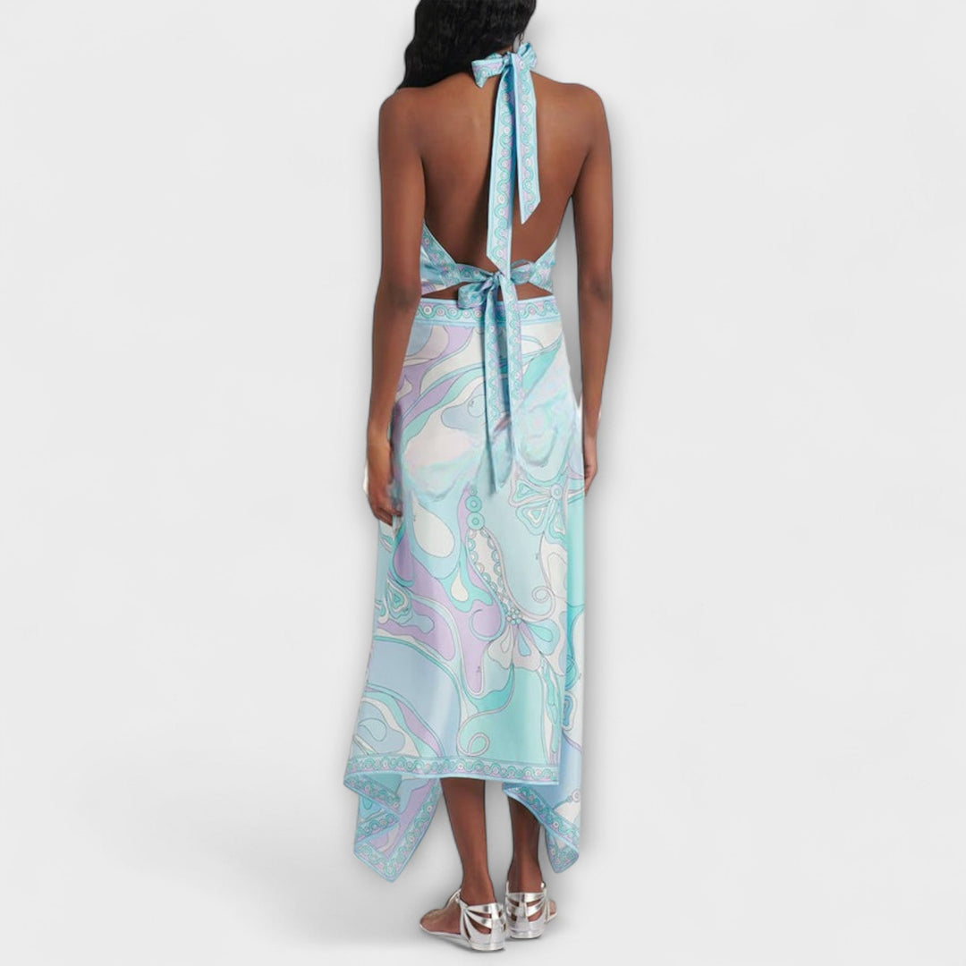 Everly  ｜ Sada z topu s náprsenkou a asymetrickej midi sukne