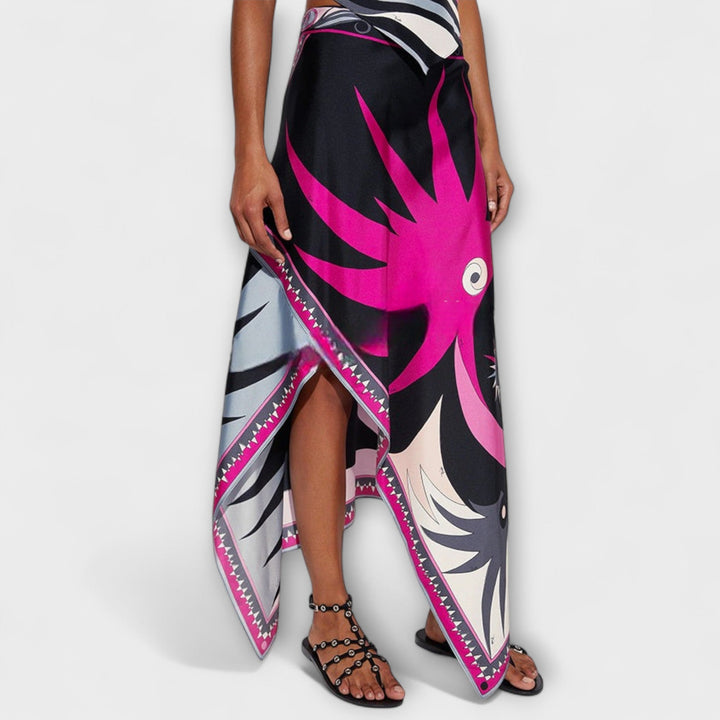 Everly  ｜ Sada z topu s náprsenkou a asymetrickej midi sukne