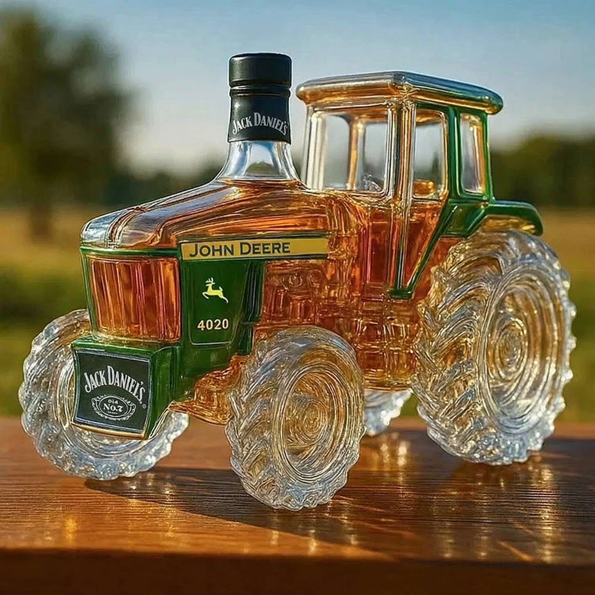 4020 Traktor Sklenená Whiskey Fľaša