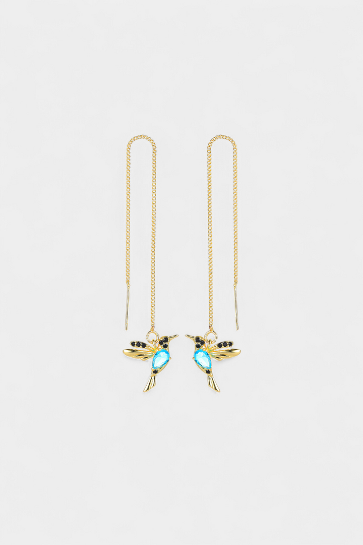 NÁUŠNICE S MOTÍVOM PTÁČIKA A MIXOVANÝCH ZIRKÓNOV