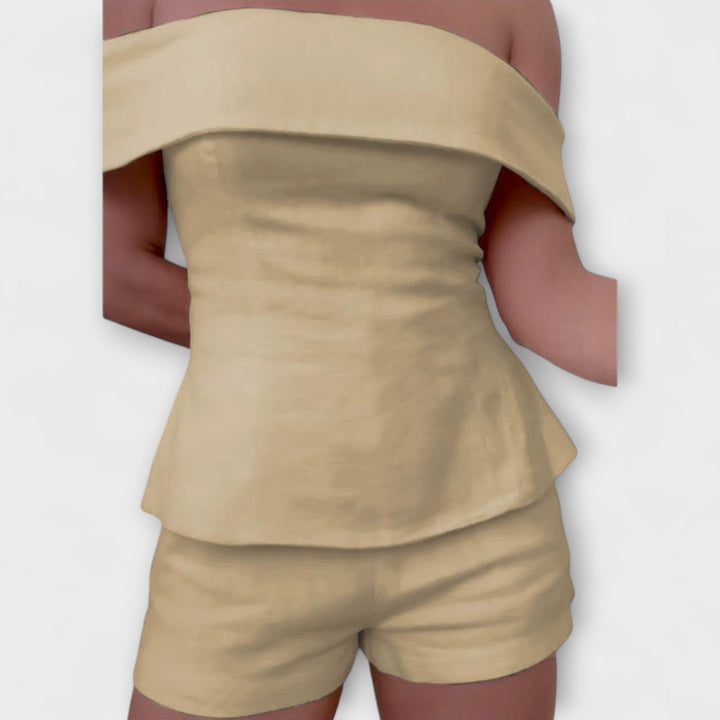 Olivia  ｜Biely bavlneno-ľanový dvojdielny set